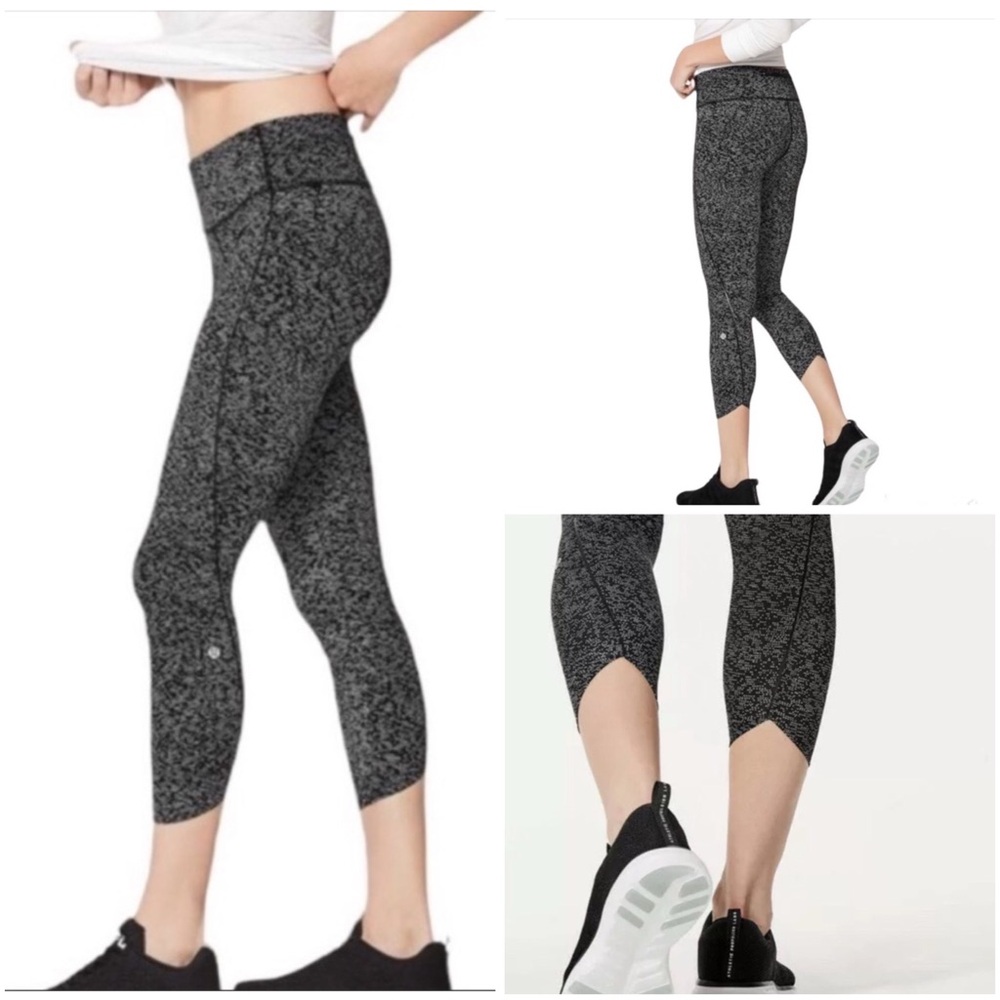 Lululemon Womens Quick Pace 7/8 Soundwave Leggings Size 10 Training Gym Yoga Run
